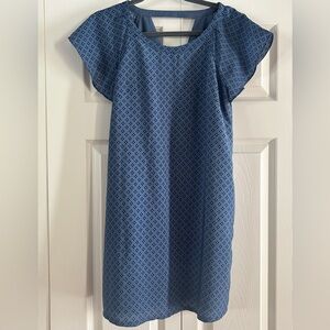 Abercrombie and Fitch Dress Women’s S Blue Geometric Mini Pockets Short Sleeve
